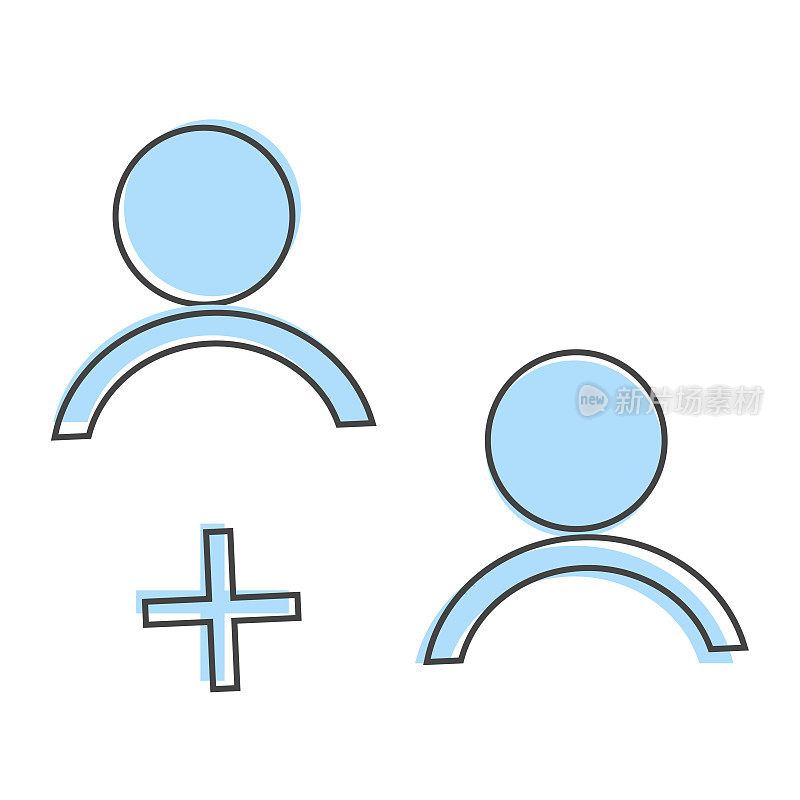 Vector user chat icon. Symbol of interaction of people. Add use cartoon style on white isolated background.